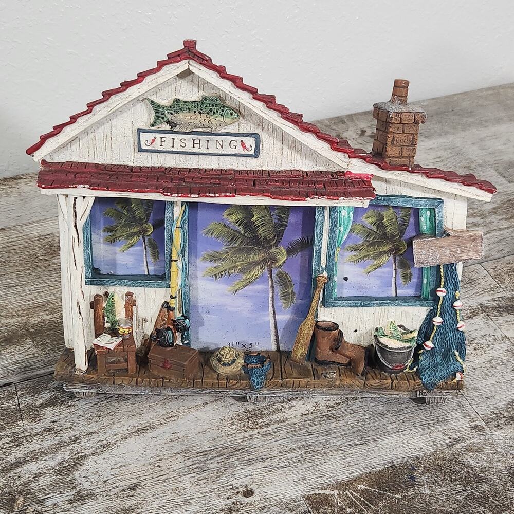 Vintage Fishing Cabin Camping Picture Photo Frame 3D Resin Rustic Lodge Decor